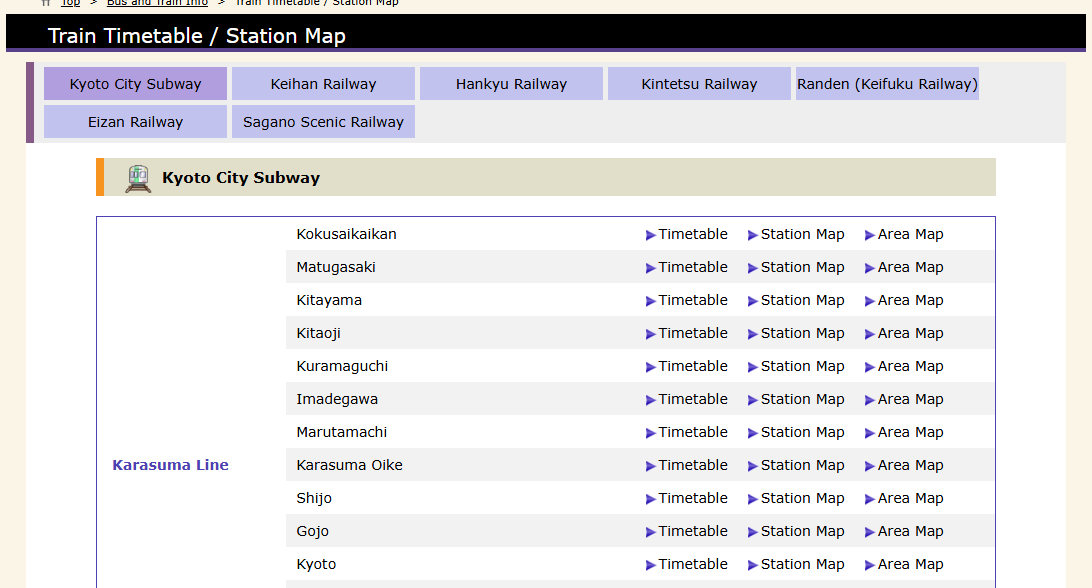 Station search page